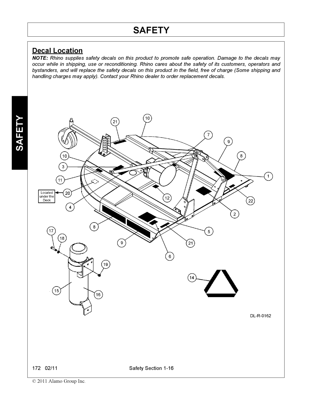 Servis-Rhino 00781400C manual Decal Location 