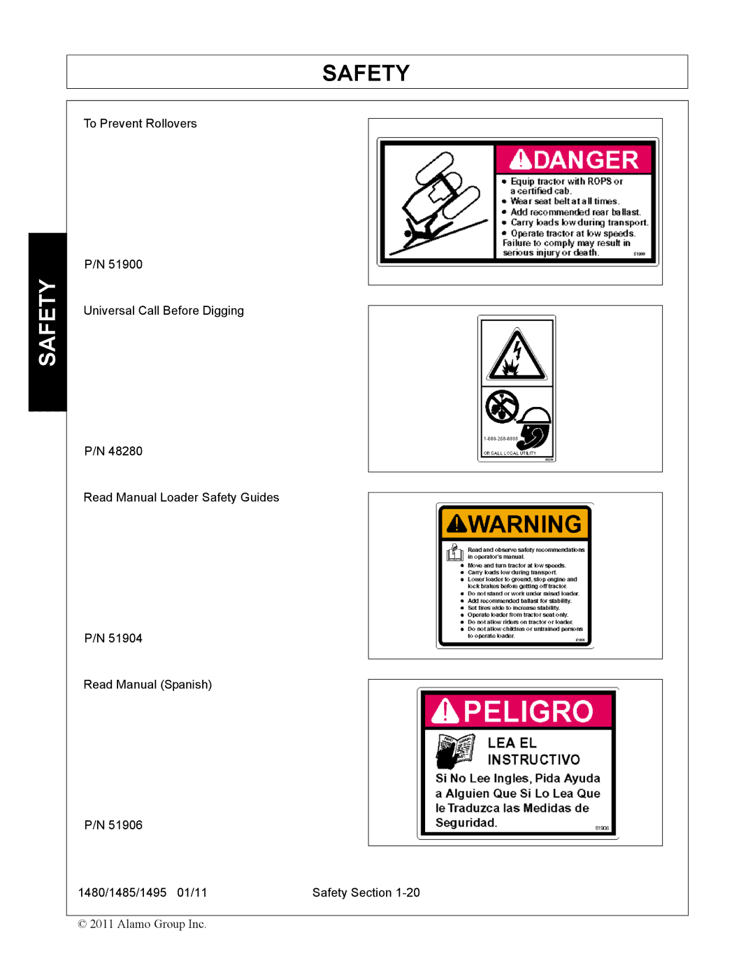 Servis-Rhino 1480, 1485, 1495 manual Safety 