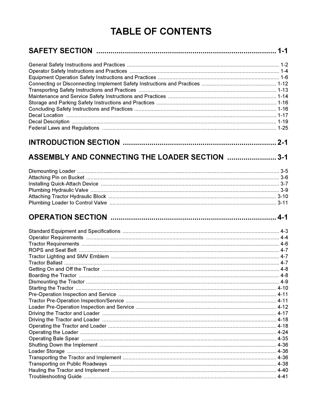 Servis-Rhino 1480, 1485, 1495 manual Table of Contents 