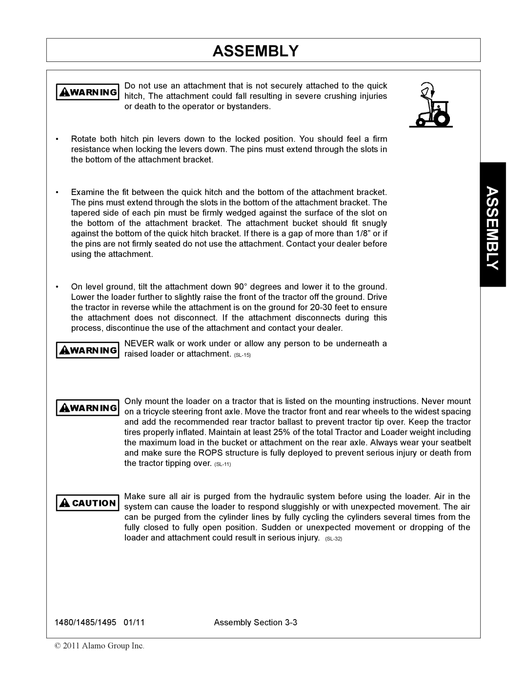 Servis-Rhino manual 1480/1485/1495 01/11 Assembly Section 