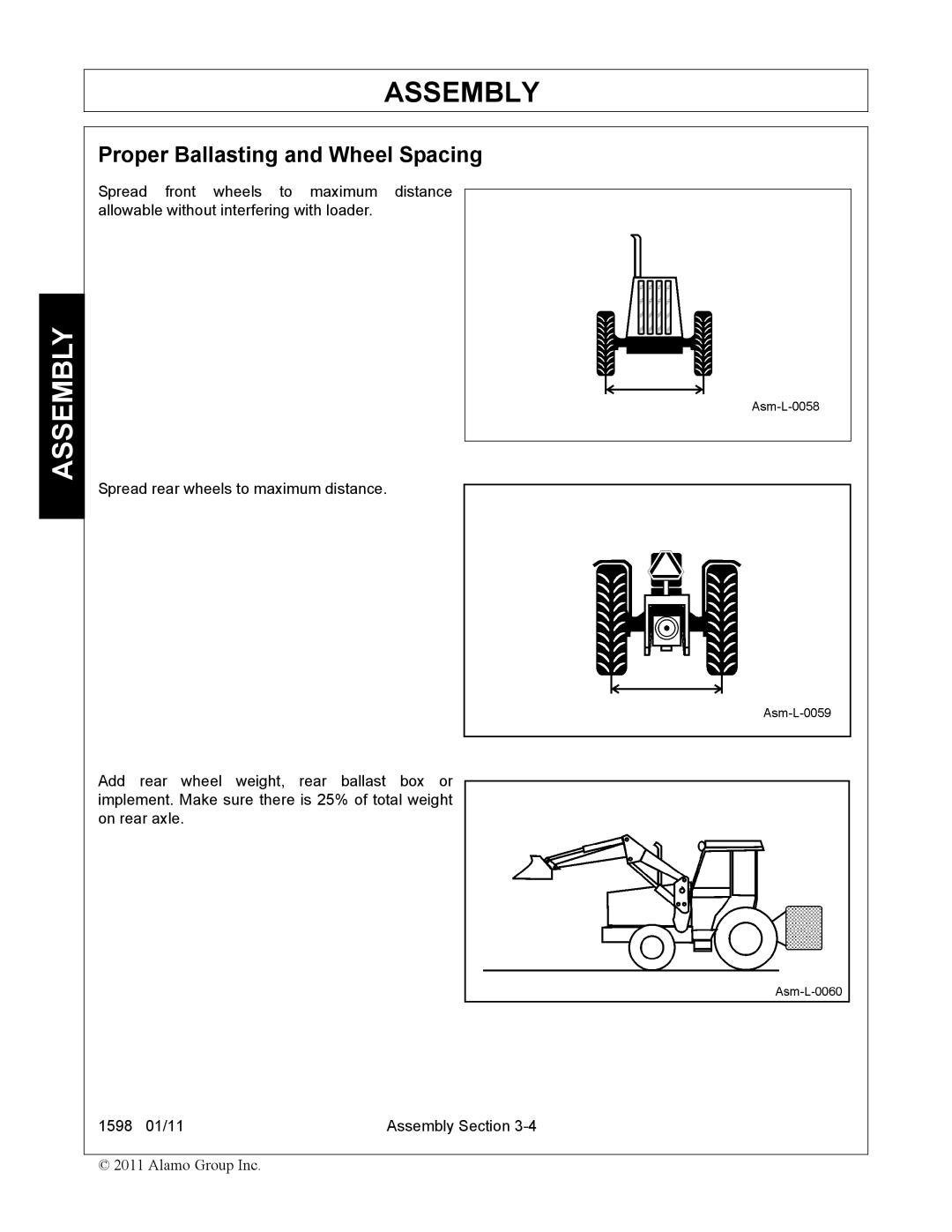 Servis-Rhino 1598 manual Proper Ballasting and Wheel Spacing 