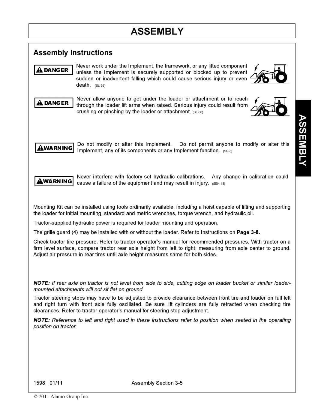 Servis-Rhino 1598 manual Assembly Instructions 