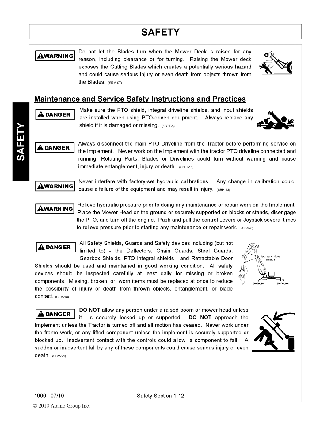 Servis-Rhino 1900 manual Maintenance and Service Safety Instructions and Practices 