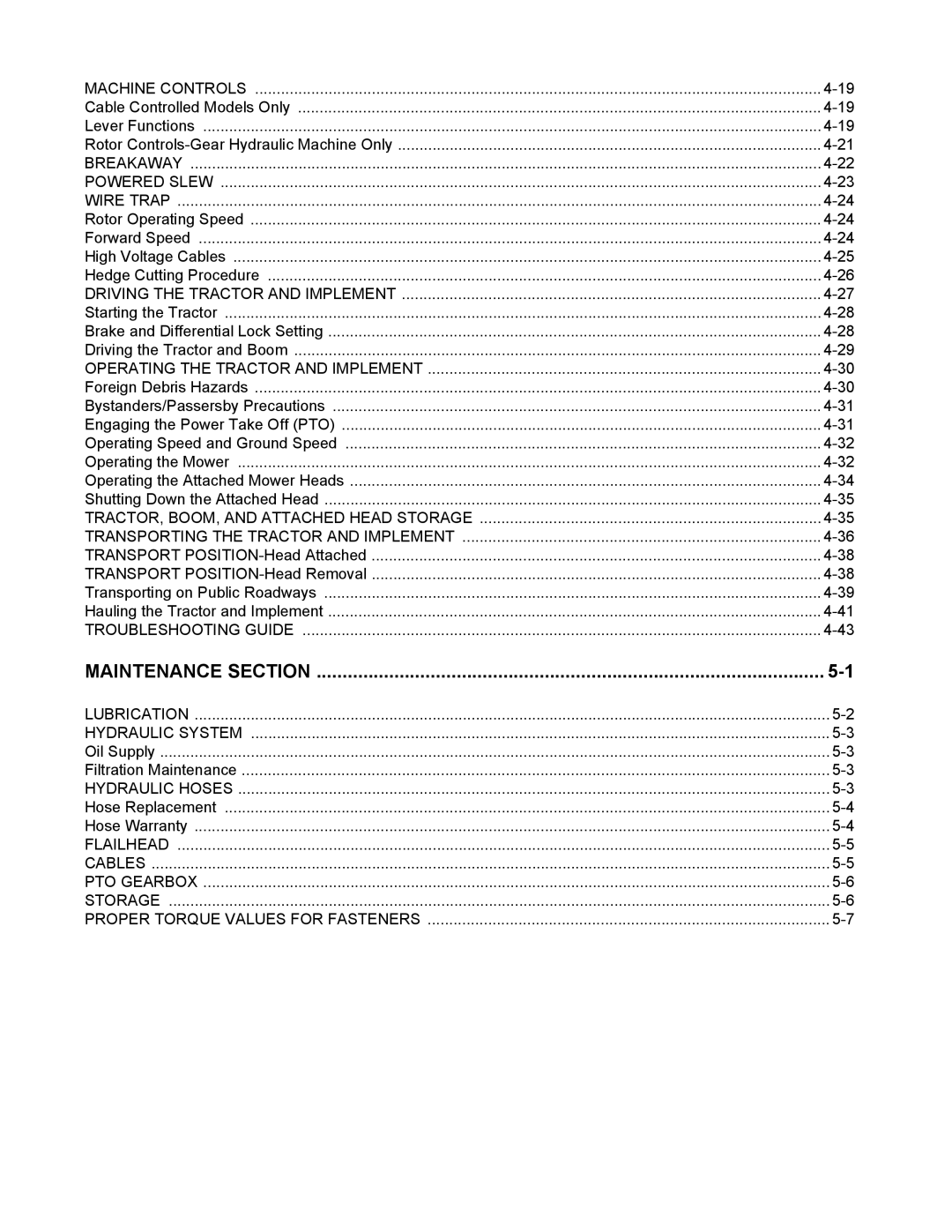 Servis-Rhino 1900 manual Maintenance Section 