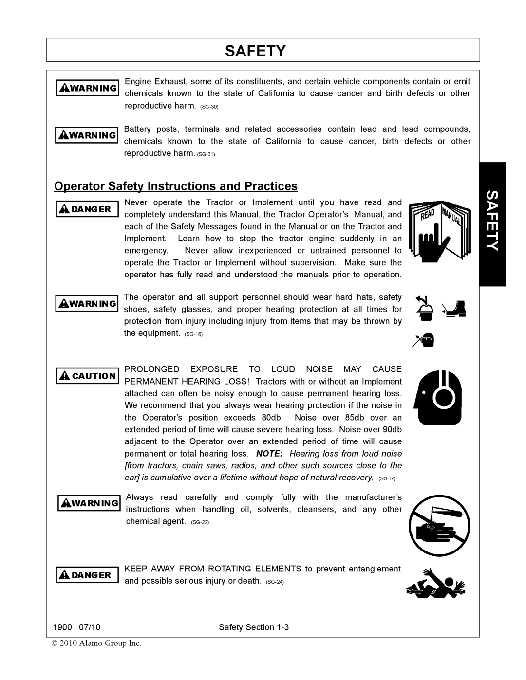 Servis-Rhino 1900 manual Operator Safety Instructions and Practices 