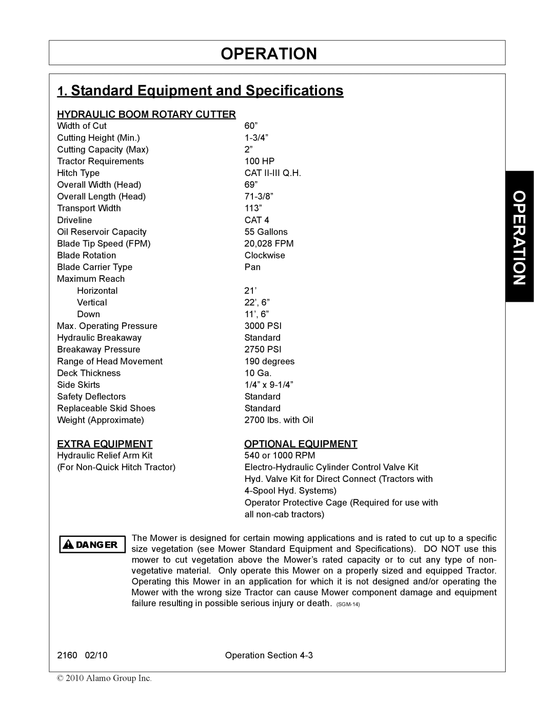 Servis-Rhino 2160 manual Cat Ii-Iii Q.H 