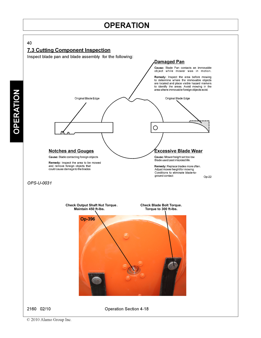 Servis-Rhino 2160 manual Cutting Component Inspection 