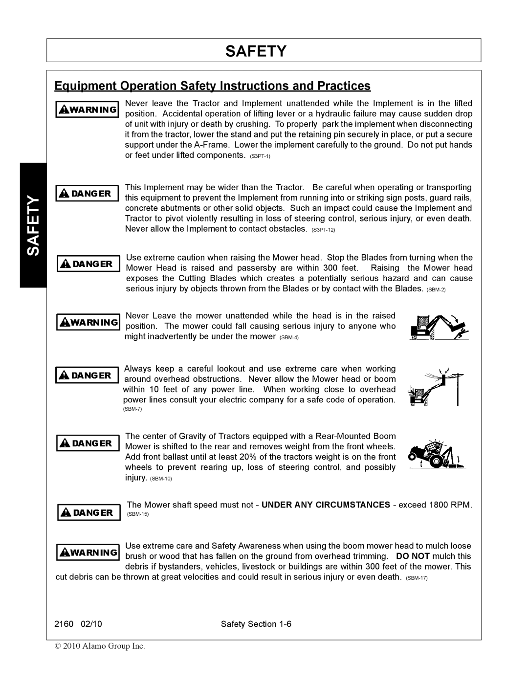 Servis-Rhino 2160 manual Equipment Operation Safety Instructions and Practices 