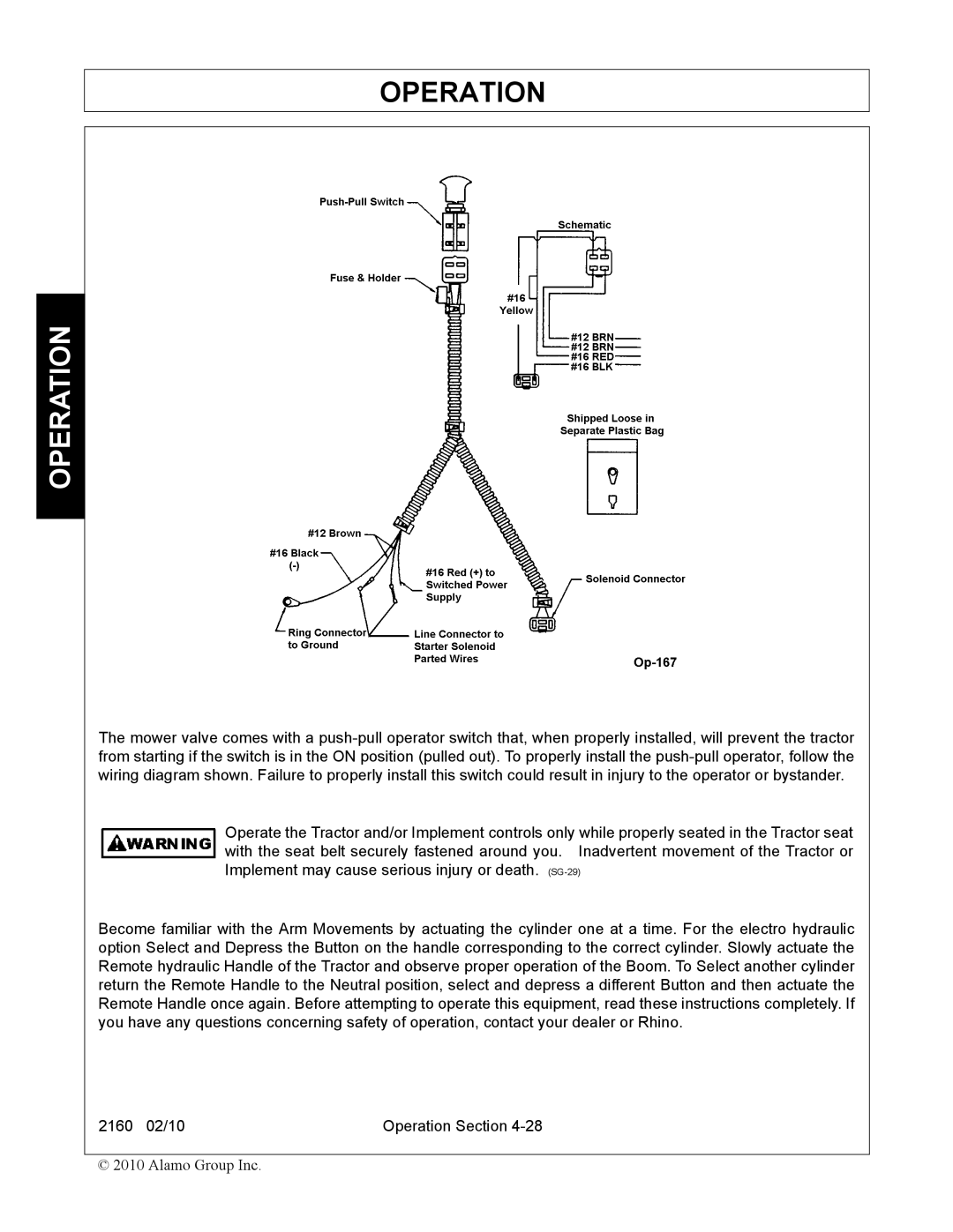 Servis-Rhino 2160 manual Operation 