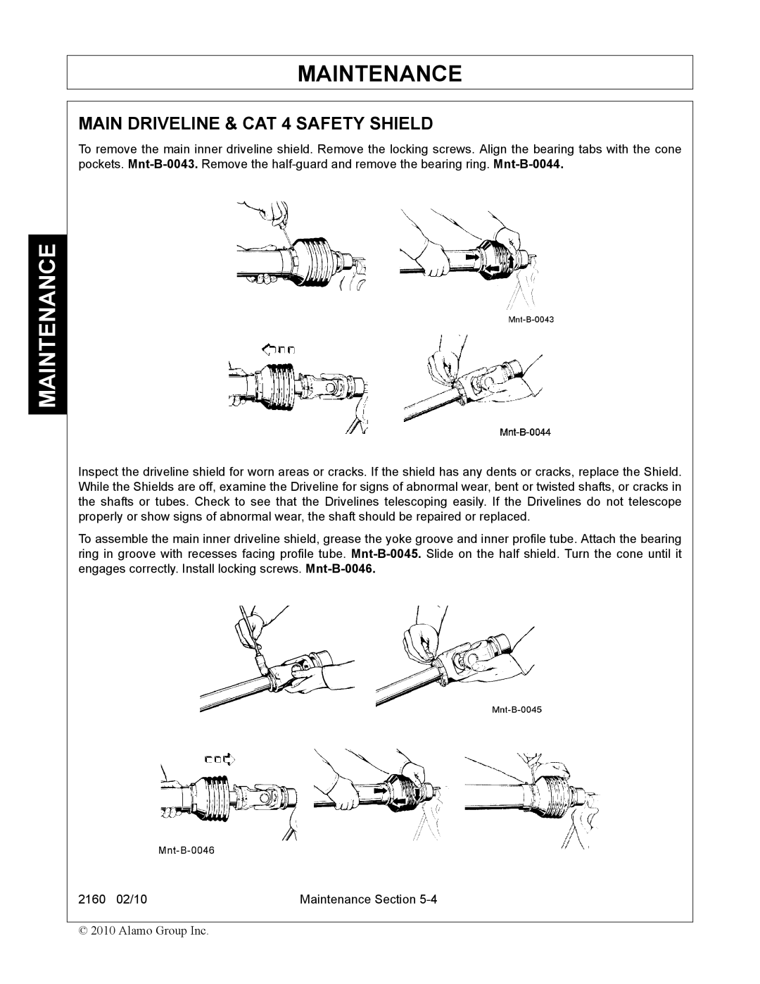 Servis-Rhino 2160 manual Main Driveline & CAT 4 Safety Shield 