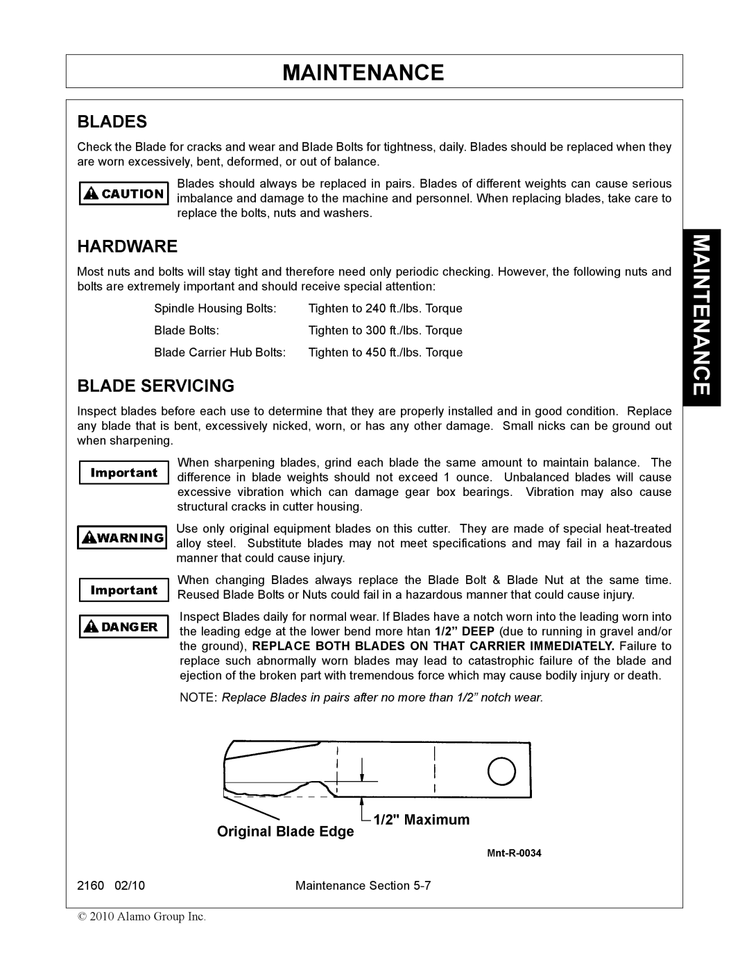 Servis-Rhino 2160 manual Blades, Hardware, Blade Servicing 