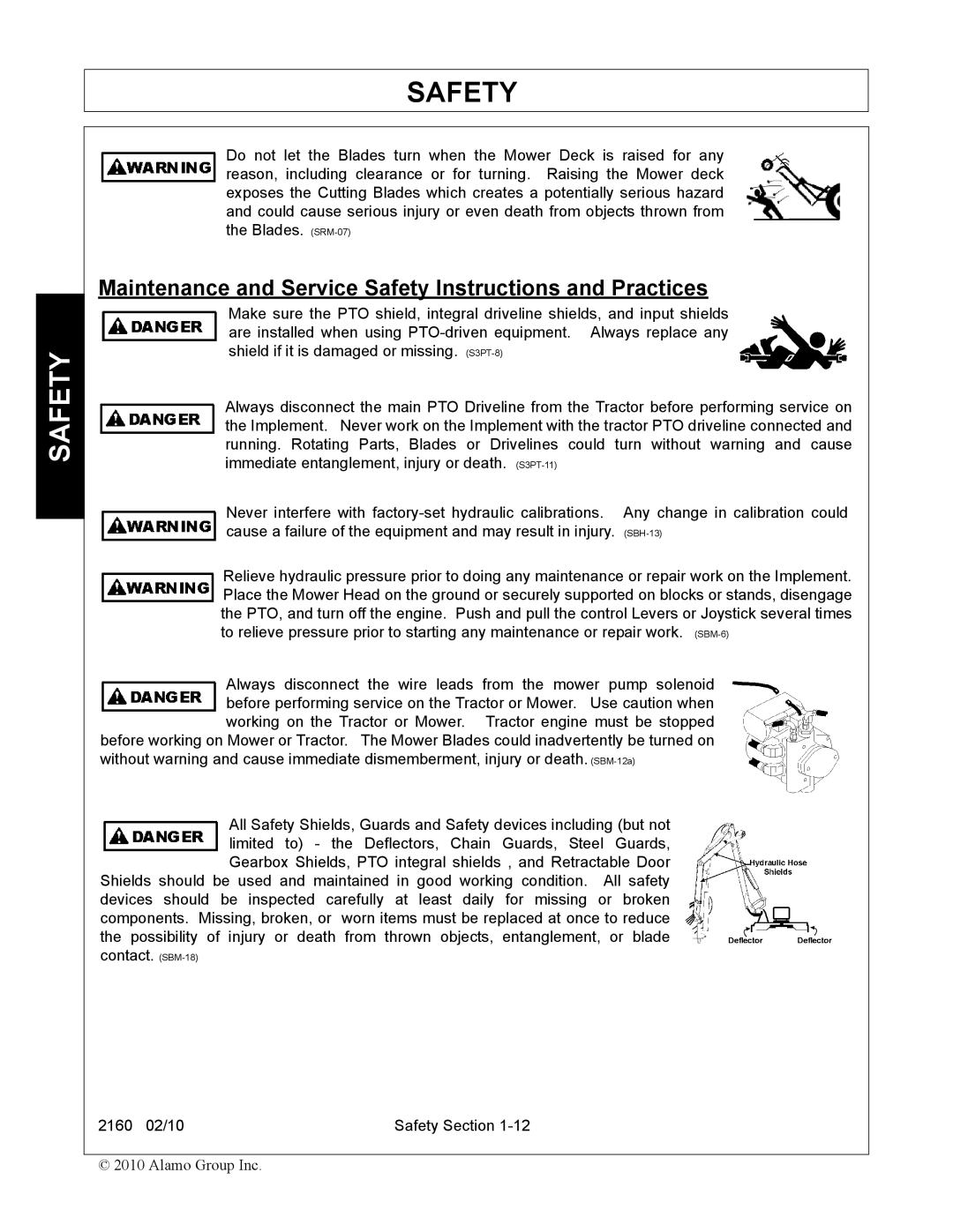 Servis-Rhino 2160 manual Maintenance and Service Safety Instructions and Practices 