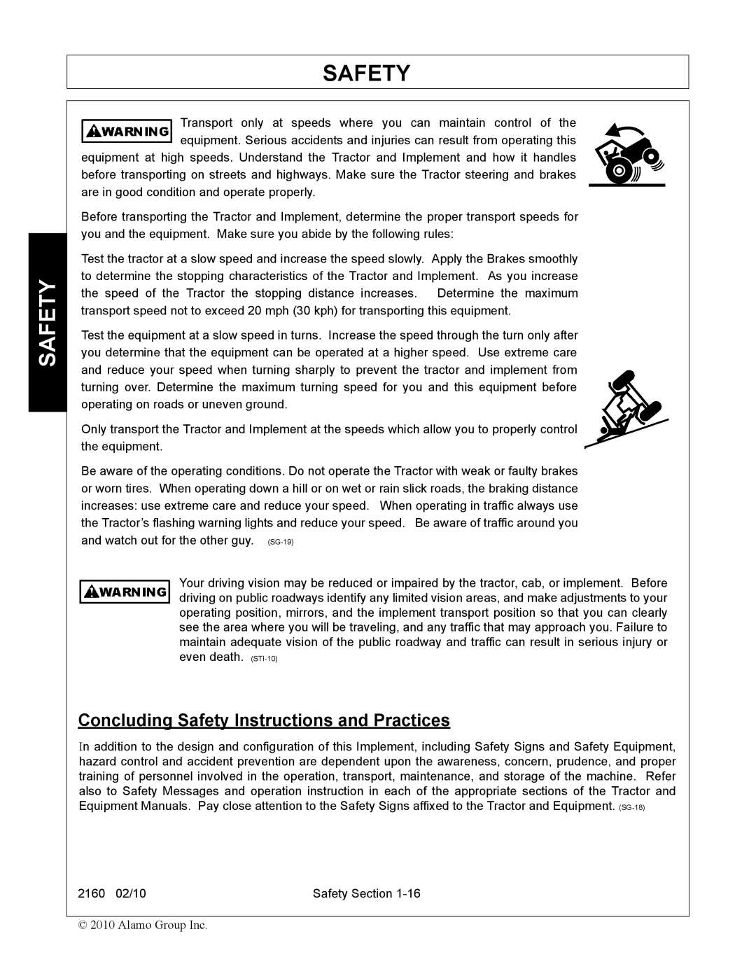 Servis-Rhino 2160 manual Concluding Safety Instructions and Practices 