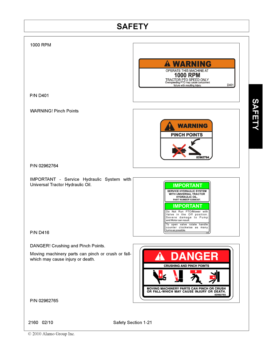 Servis-Rhino 2160 manual Safety 