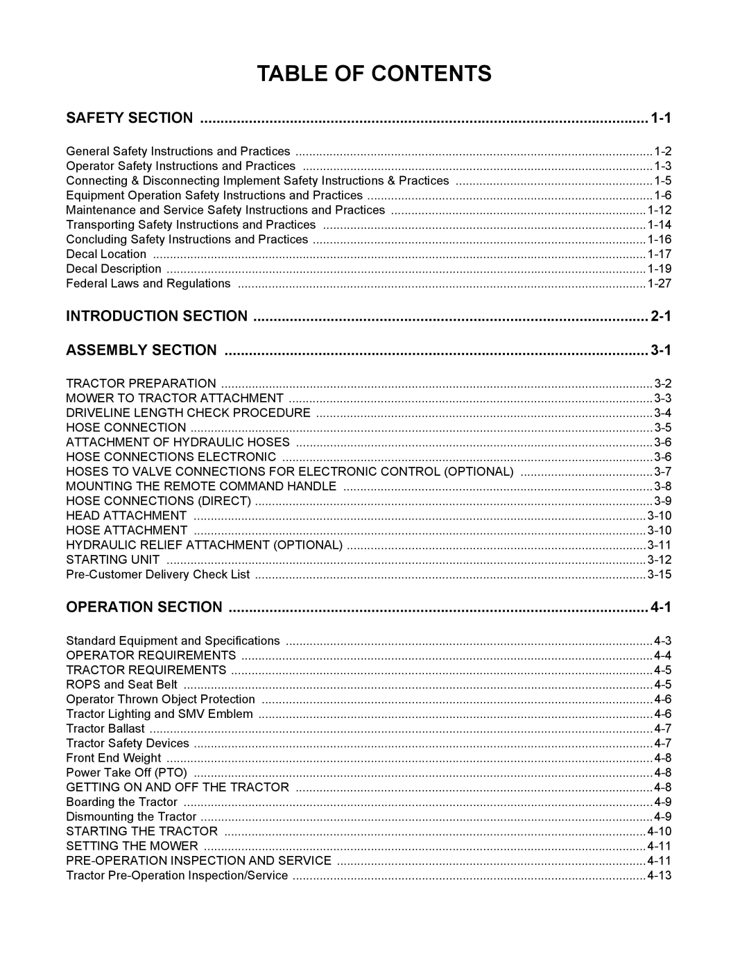 Servis-Rhino 2160 manual Table of Contents 