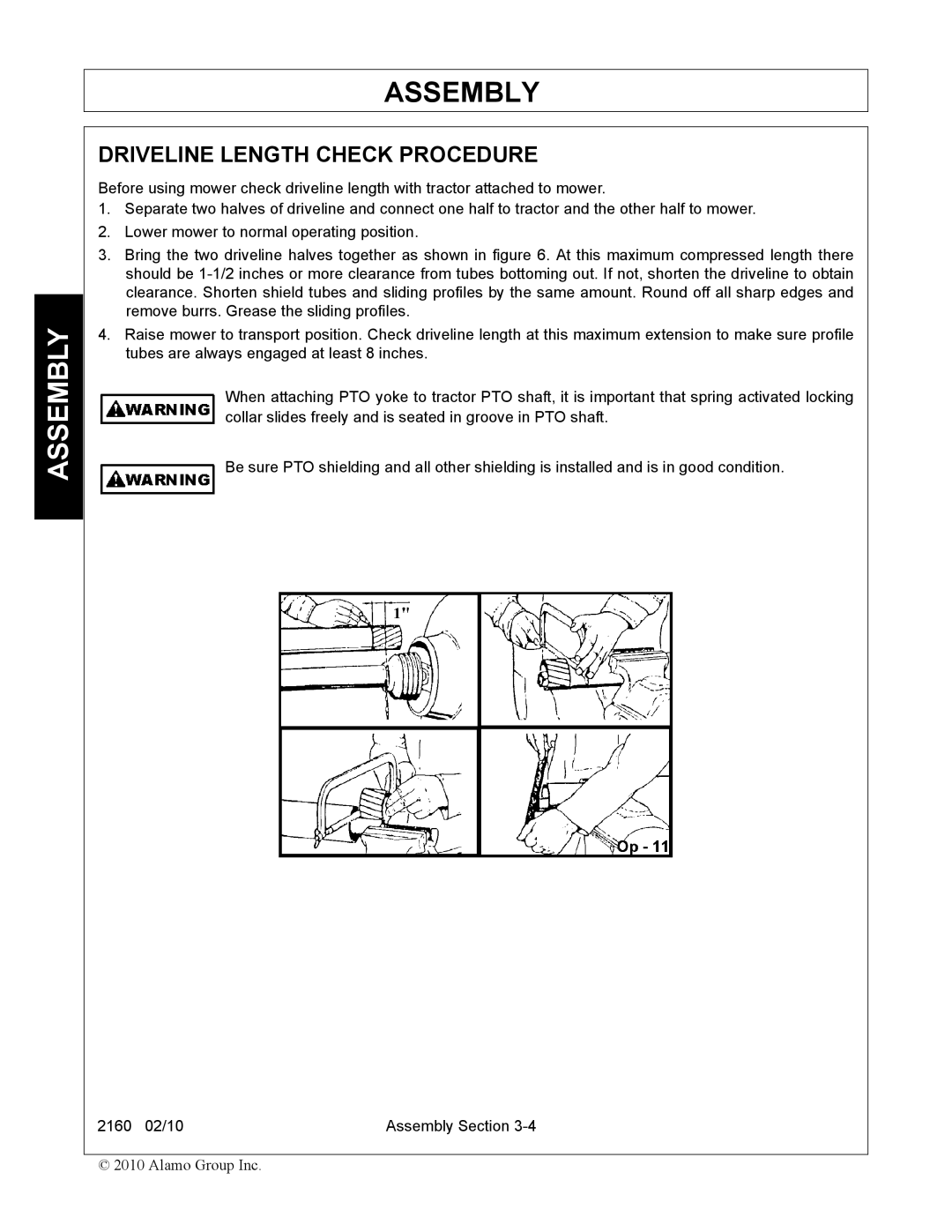 Servis-Rhino 2160 manual Driveline Length Check Procedure 