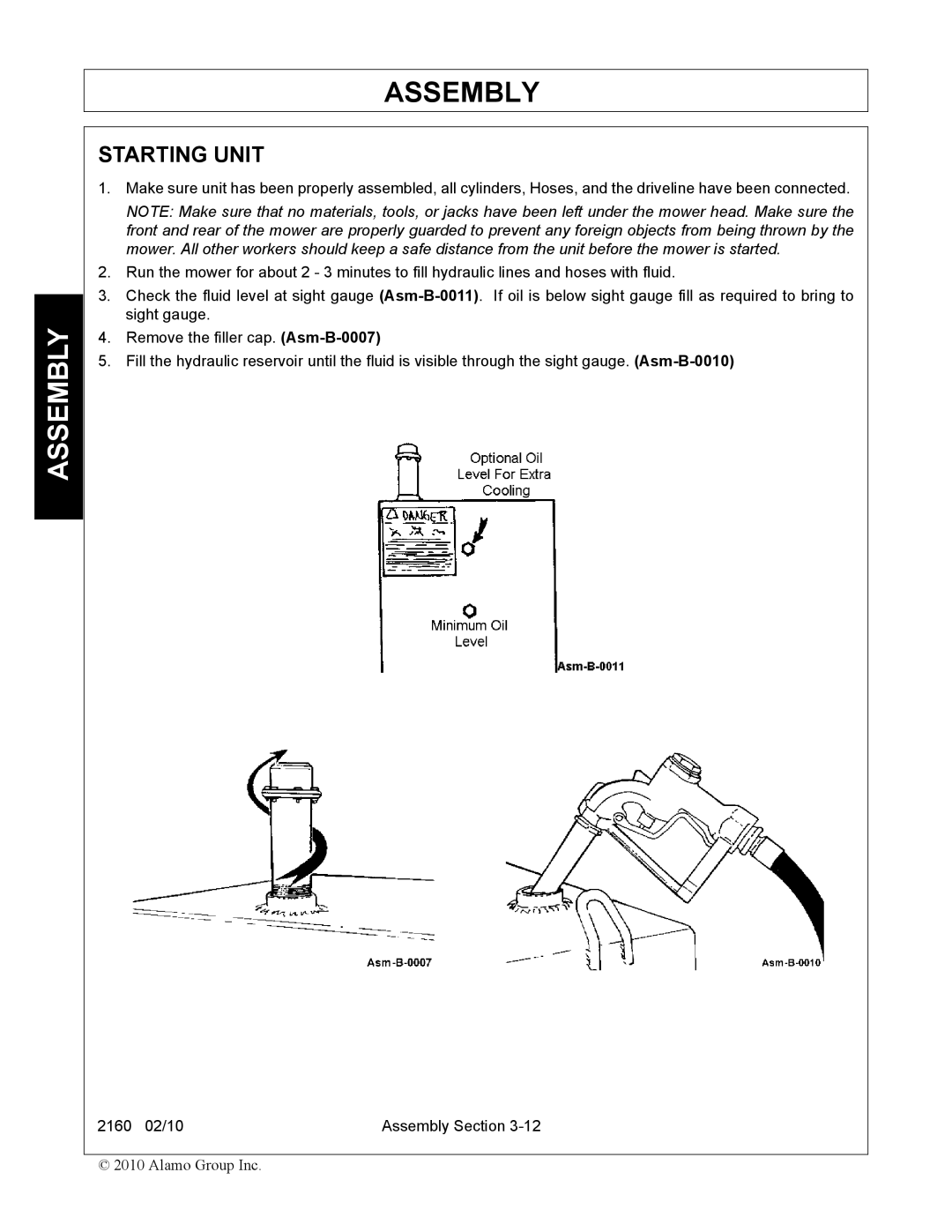 Servis-Rhino 2160 manual Starting Unit 