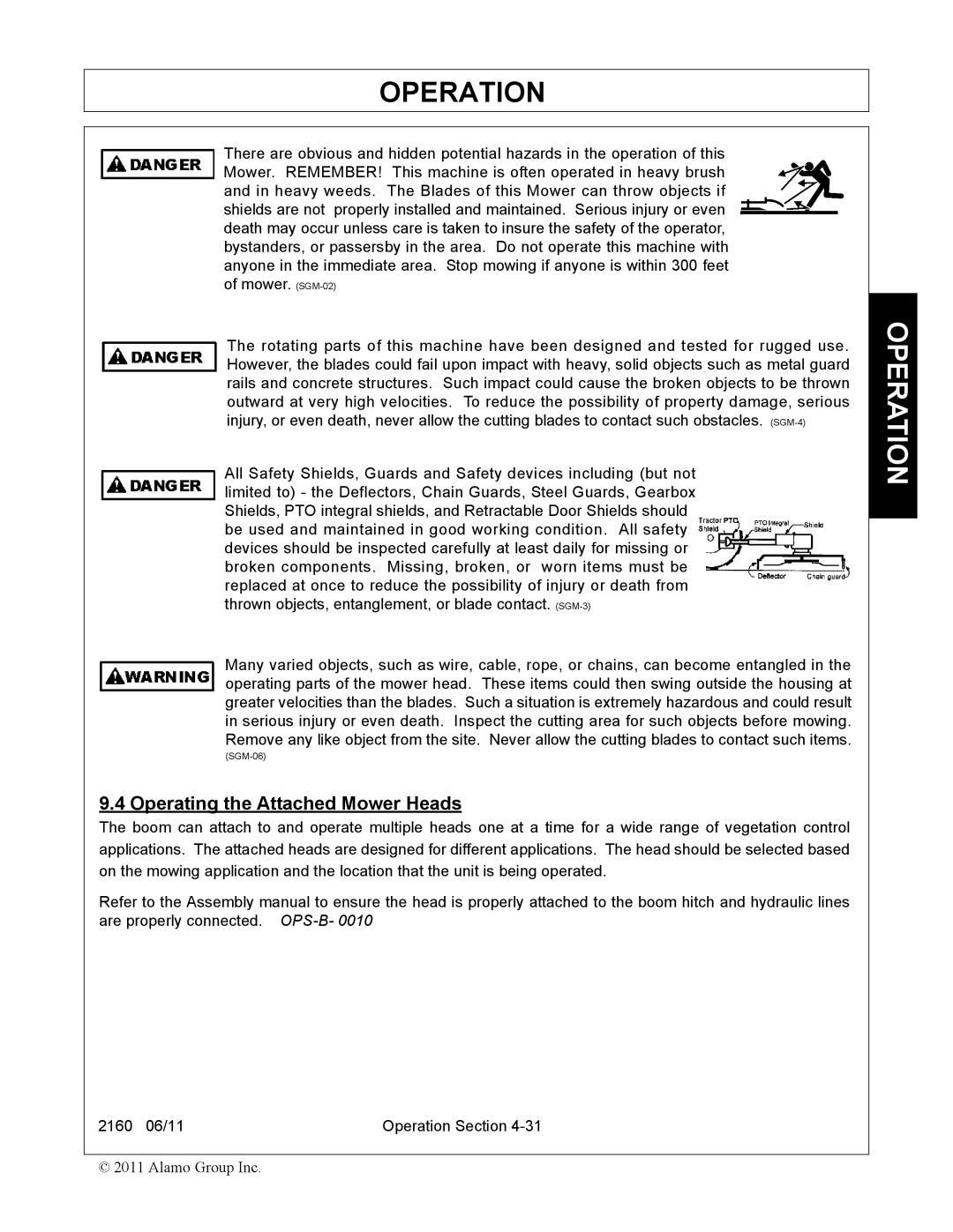 Servis-Rhino 2160 manual Operating the Attached Mower Heads 