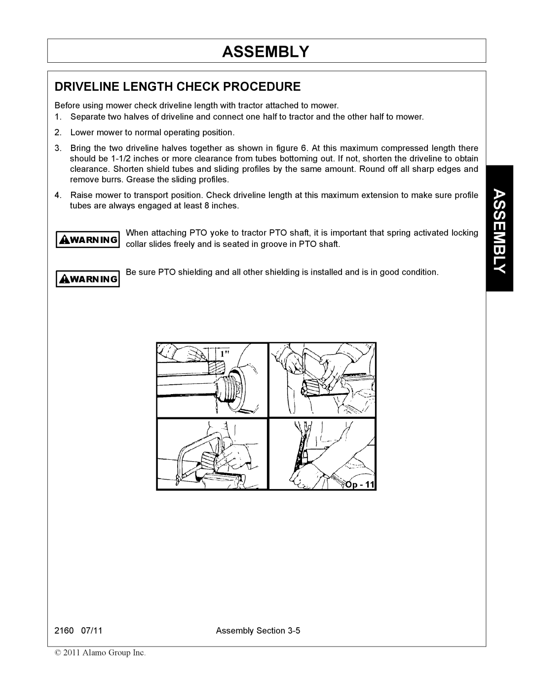 Servis-Rhino 2160 manual Driveline Length Check Procedure 