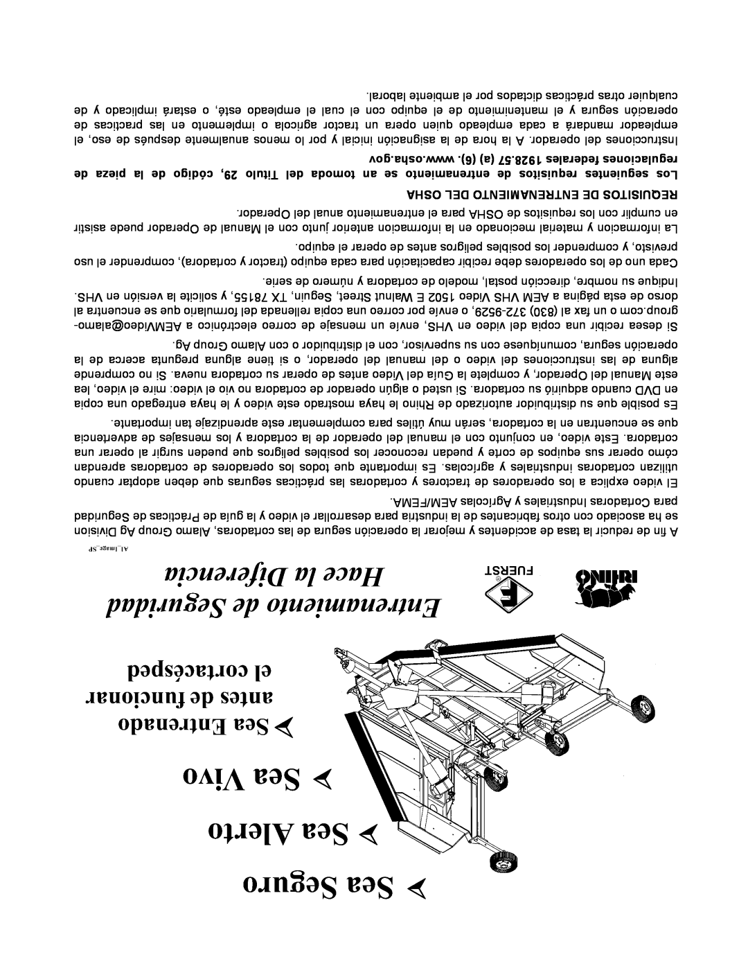 Servis-Rhino 2160 manual Osha Del Entrenamiento De Requisitos 