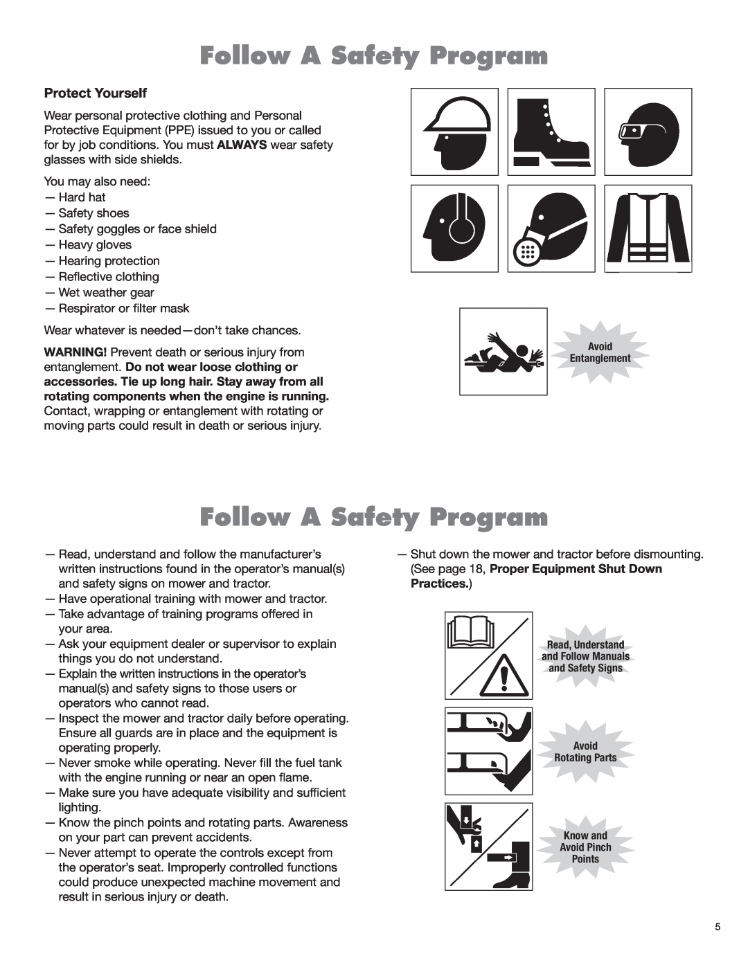 Servis-Rhino 2160 manual Follow A Safety Program, Protect Yourself 