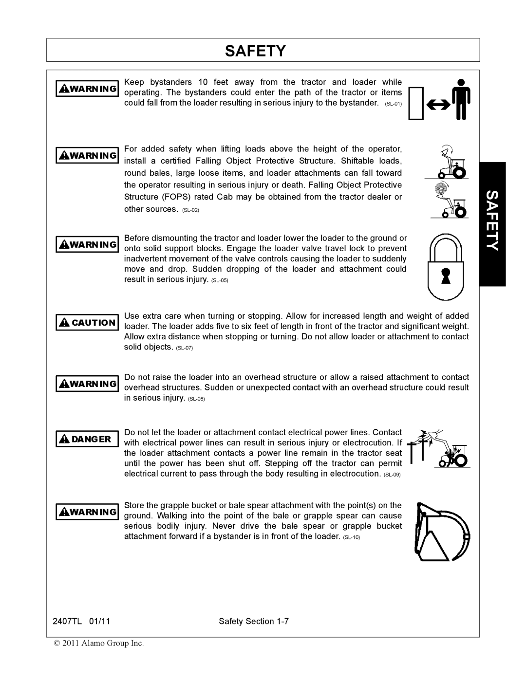 Servis-Rhino manual 2407TL 01/11 Safety Section 