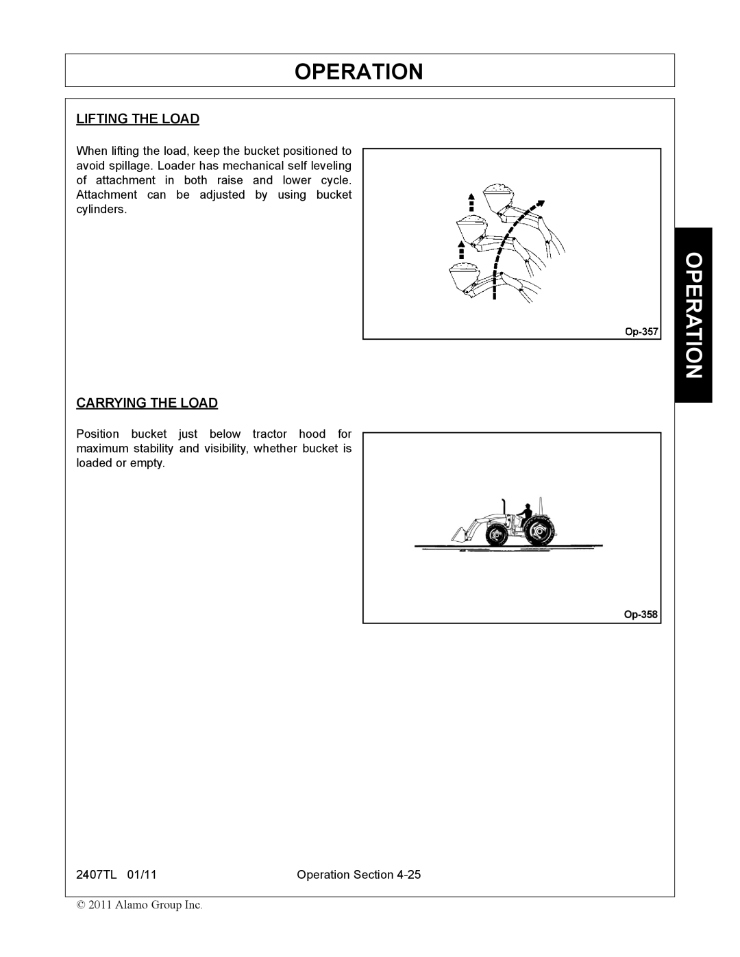 Servis-Rhino 2407TL manual Lifting the Load, Carrying the Load 