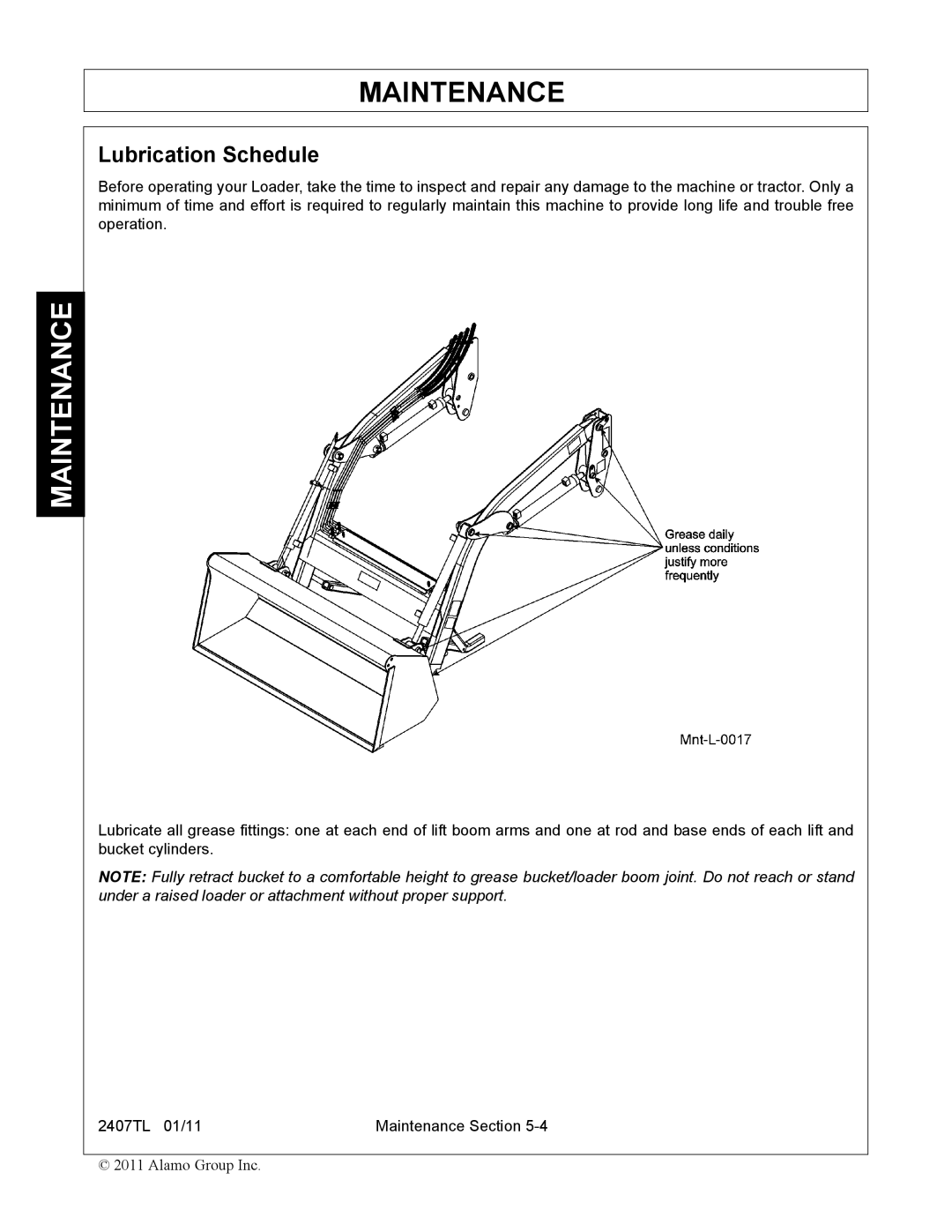 Servis-Rhino 2407TL manual Lubrication Schedule 