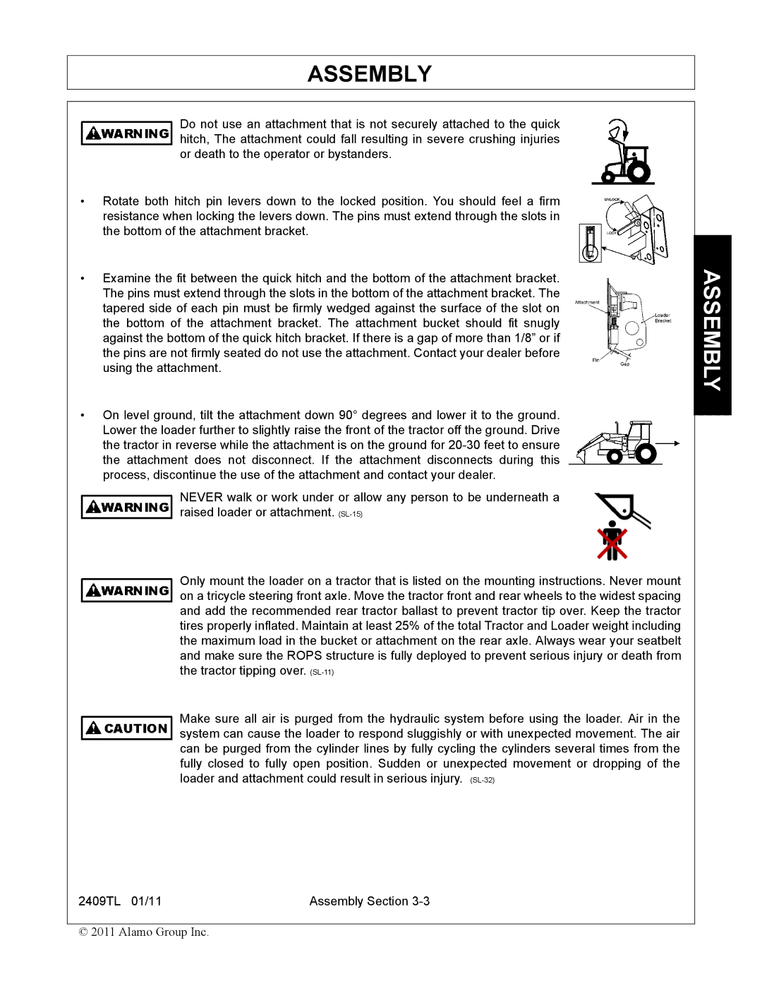 Servis-Rhino manual 2409TL 01/11 Assembly Section 