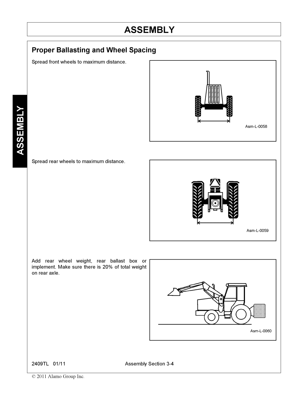Servis-Rhino 2409TL manual Proper Ballasting and Wheel Spacing 