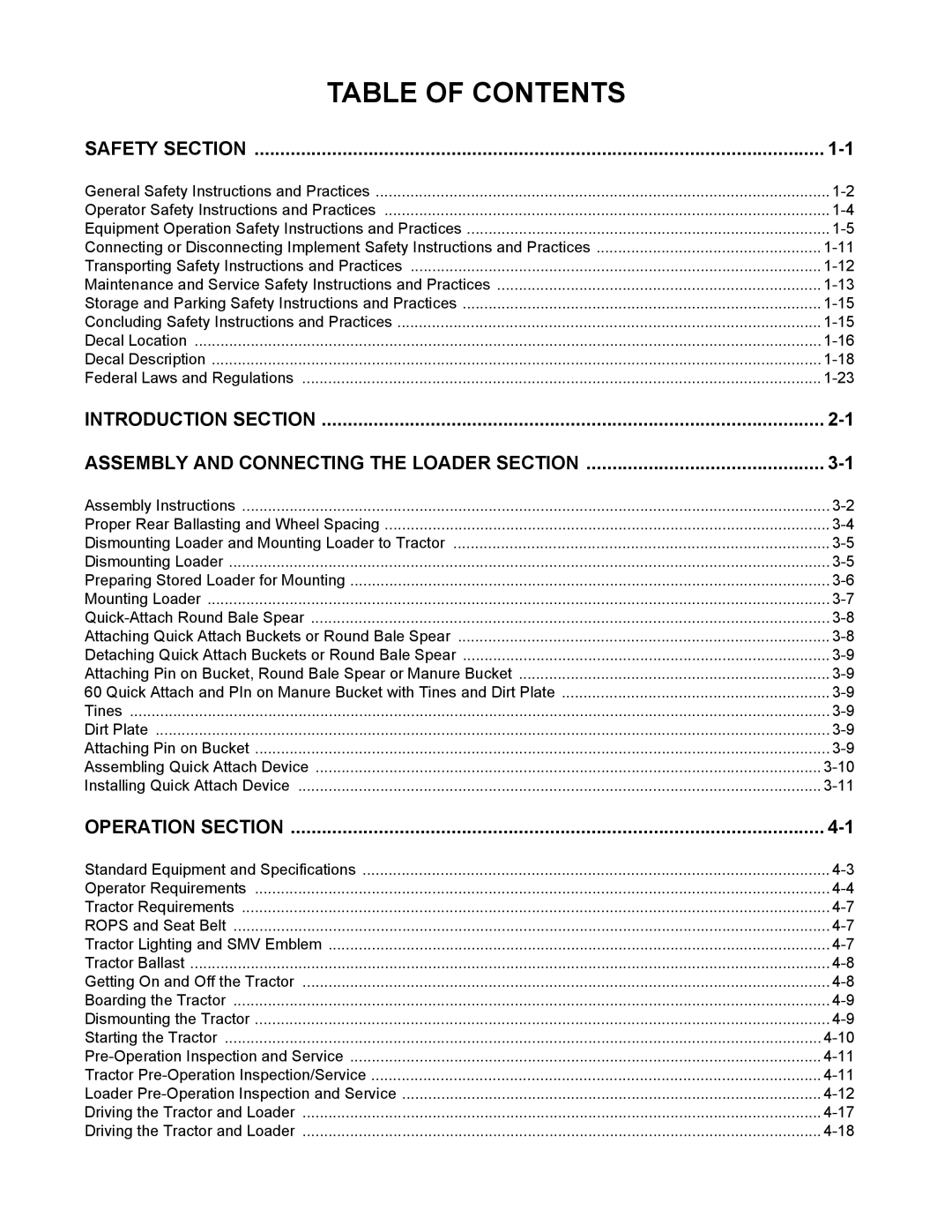 Servis-Rhino 2410 manual Table of Contents 