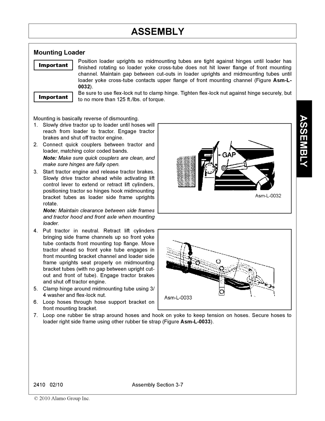 Servis-Rhino 2410 manual Mounting Loader 