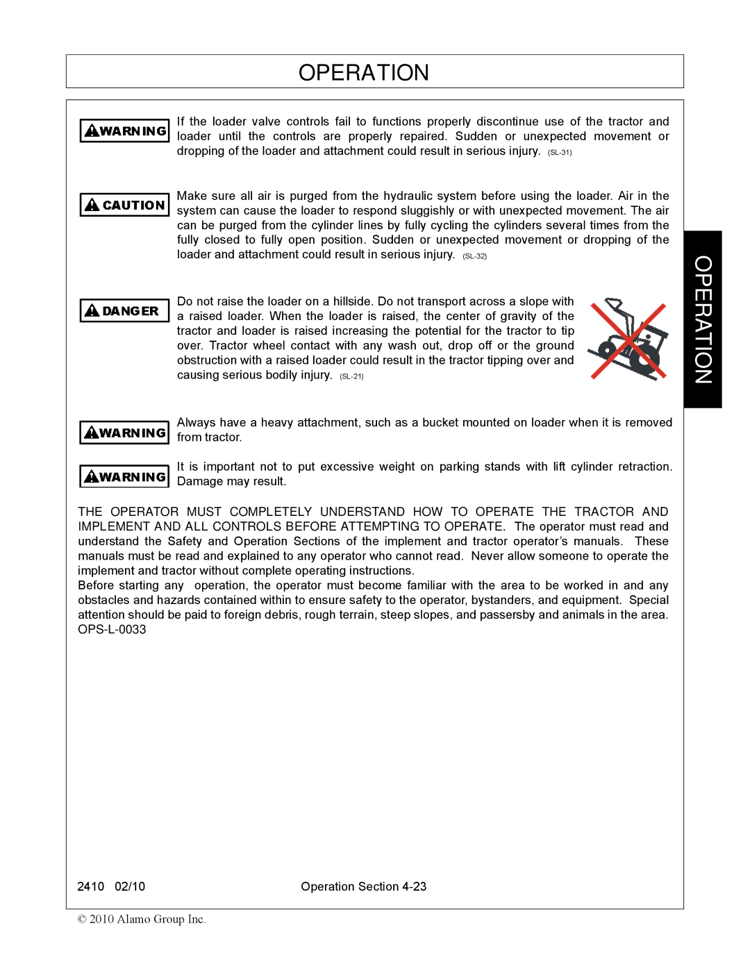 Servis-Rhino 2410 manual Operation 