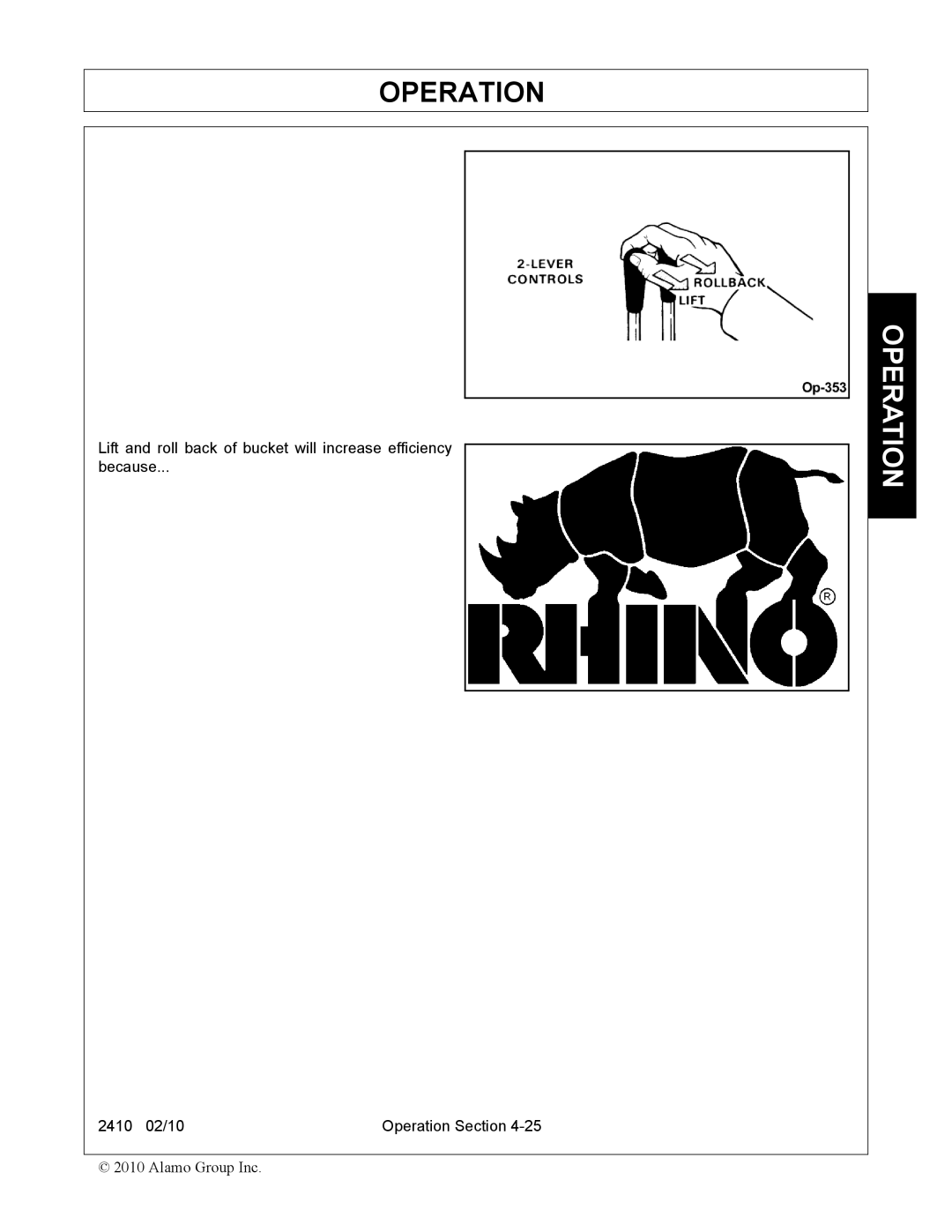 Servis-Rhino 2410 manual Operation 