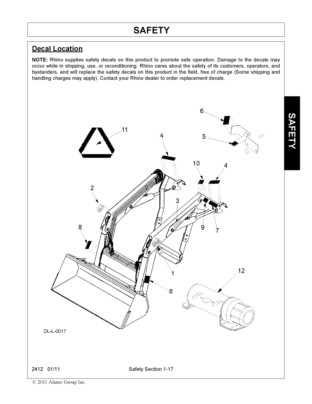 Servis-Rhino 2412 manual Decal Location 