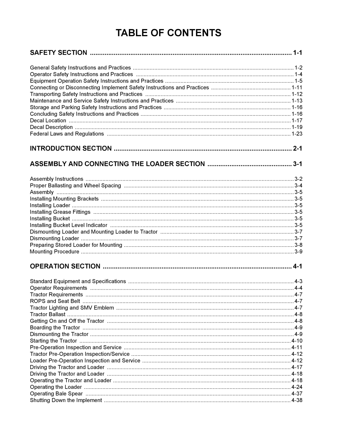 Servis-Rhino 2412 manual Table of Contents 