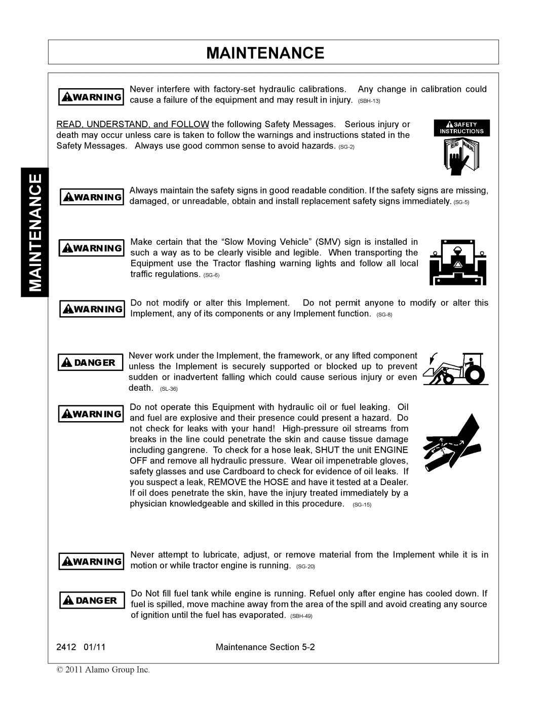 Servis-Rhino 2412 manual Maintenance 