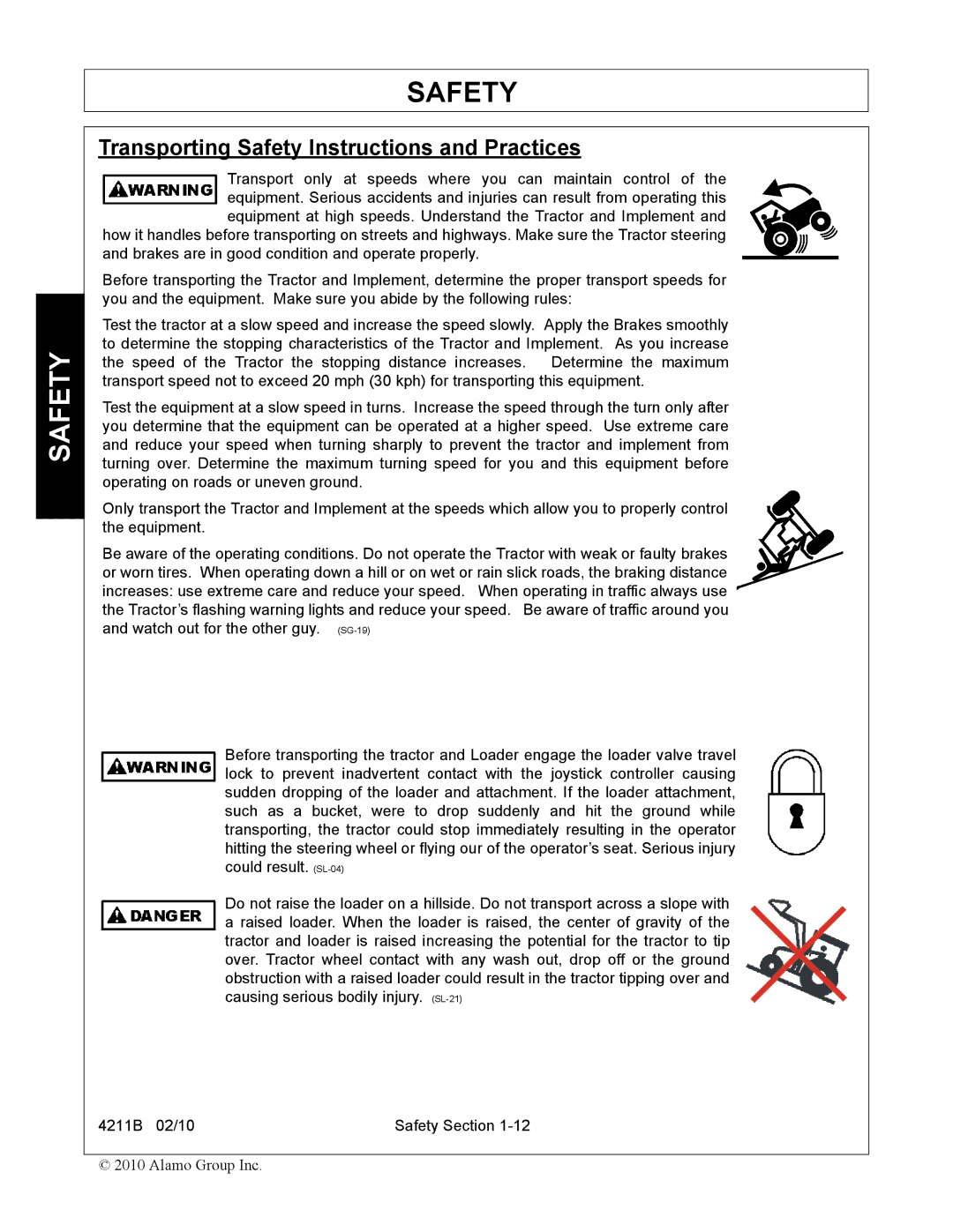 Servis-Rhino 4211B manual Transporting Safety Instructions and Practices 