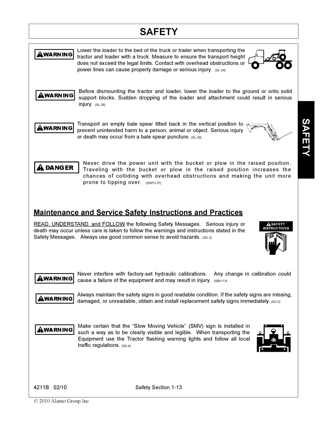 Servis-Rhino 4211B manual Maintenance and Service Safety Instructions and Practices 