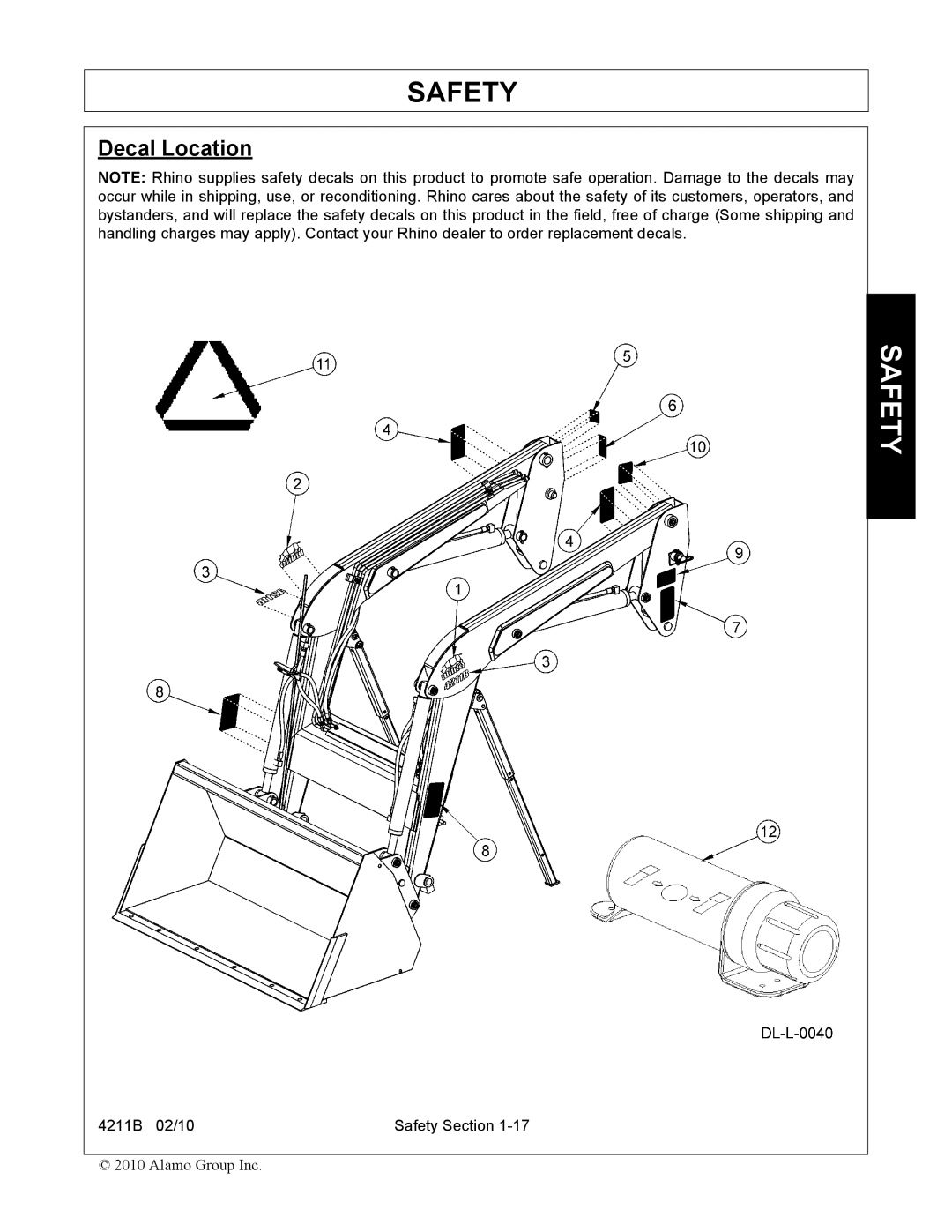 Servis-Rhino 4211B manual Decal Location 