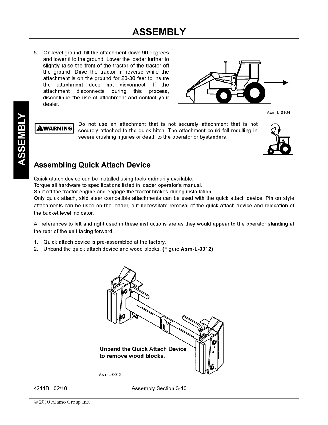 Servis-Rhino 4211B manual Assembling Quick Attach Device 