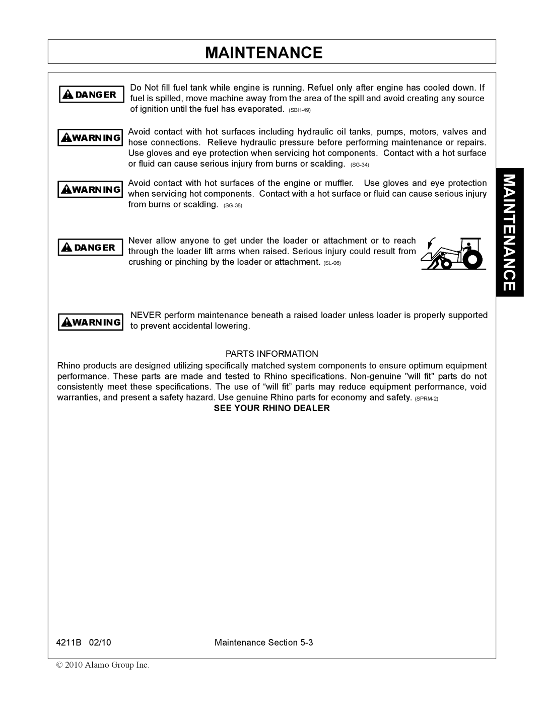 Servis-Rhino manual 4211B 02/10 Maintenance Section 