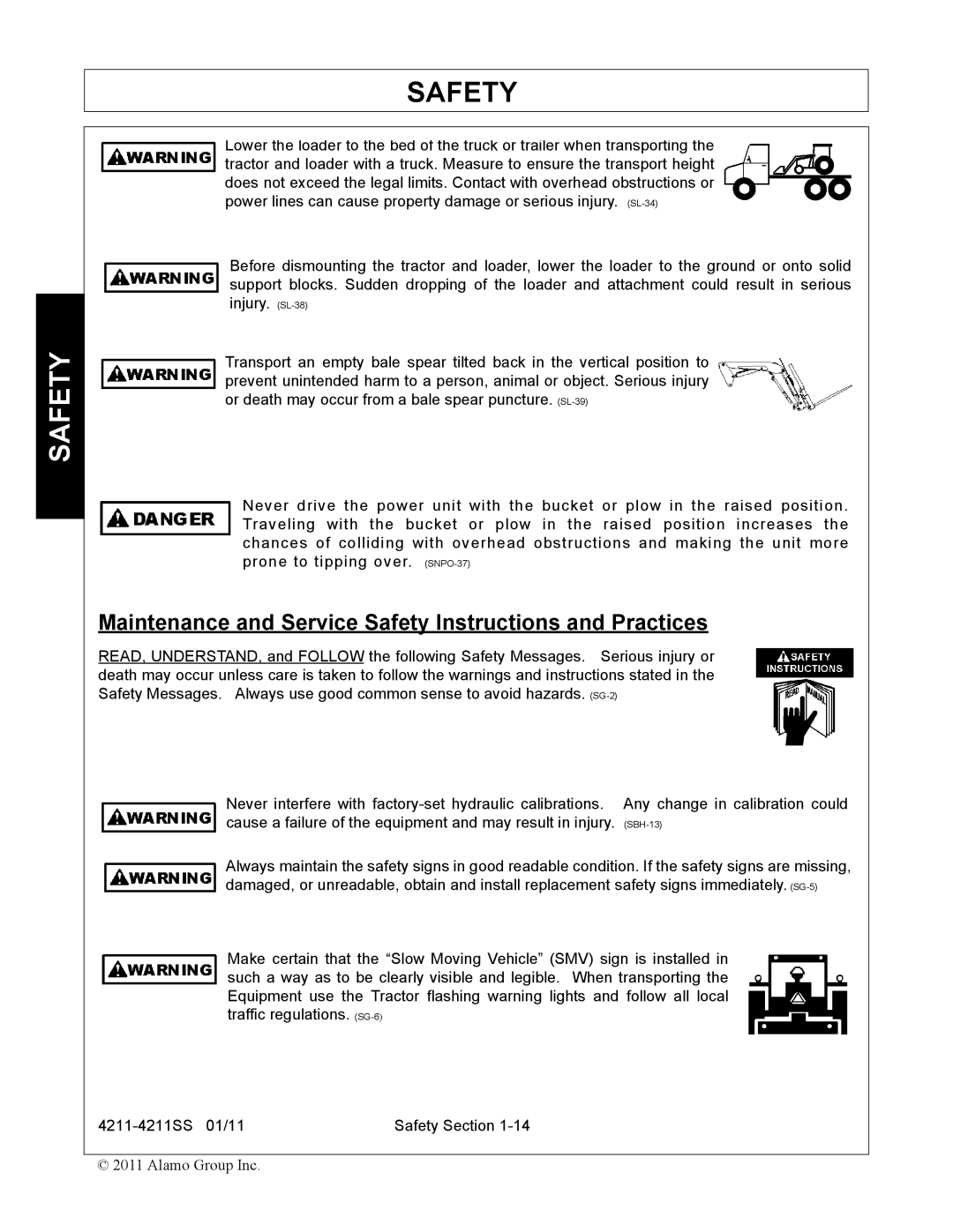 Servis-Rhino 4211SS manual Maintenance and Service Safety Instructions and Practices 