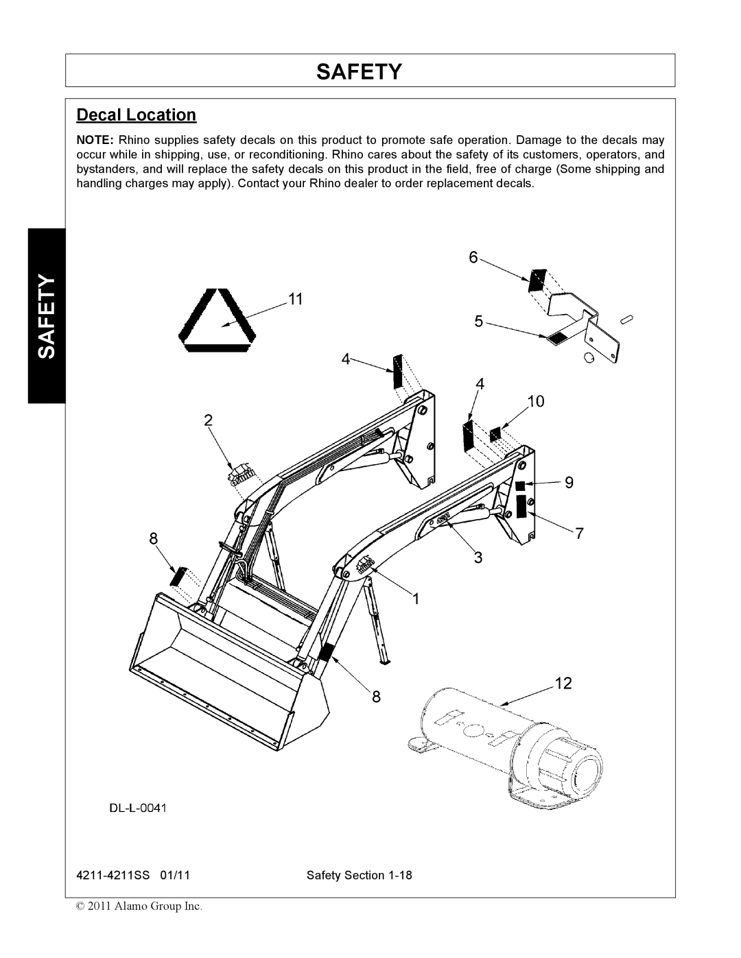 Servis-Rhino 4211SS manual Decal Location 