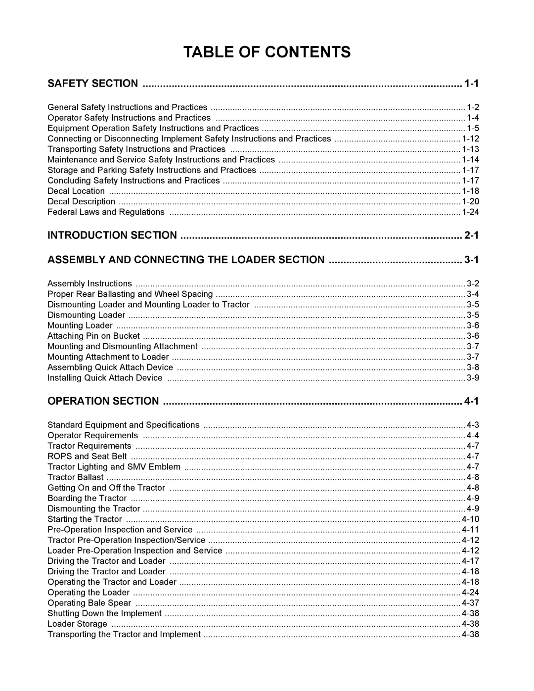 Servis-Rhino 4211SS manual Table of Contents 