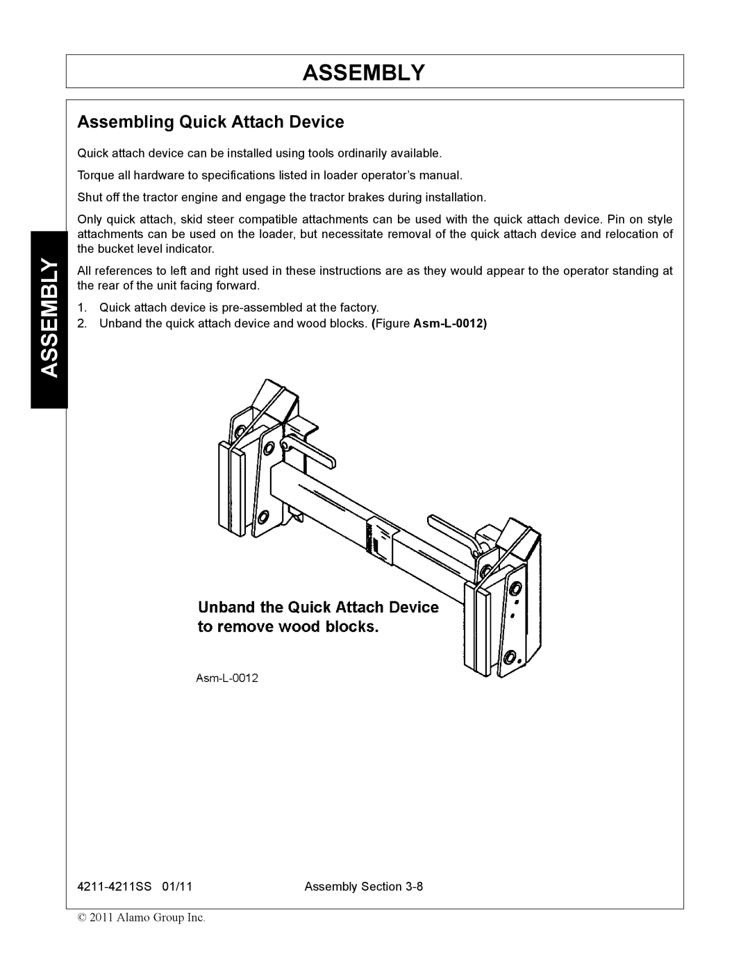 Servis-Rhino 4211SS manual Assembling Quick Attach Device 