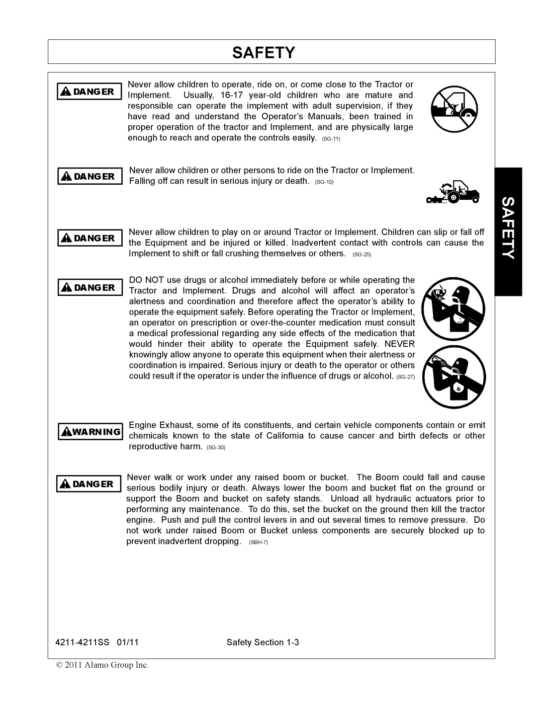 Servis-Rhino manual 4211-4211SS 01/11 Safety Section 