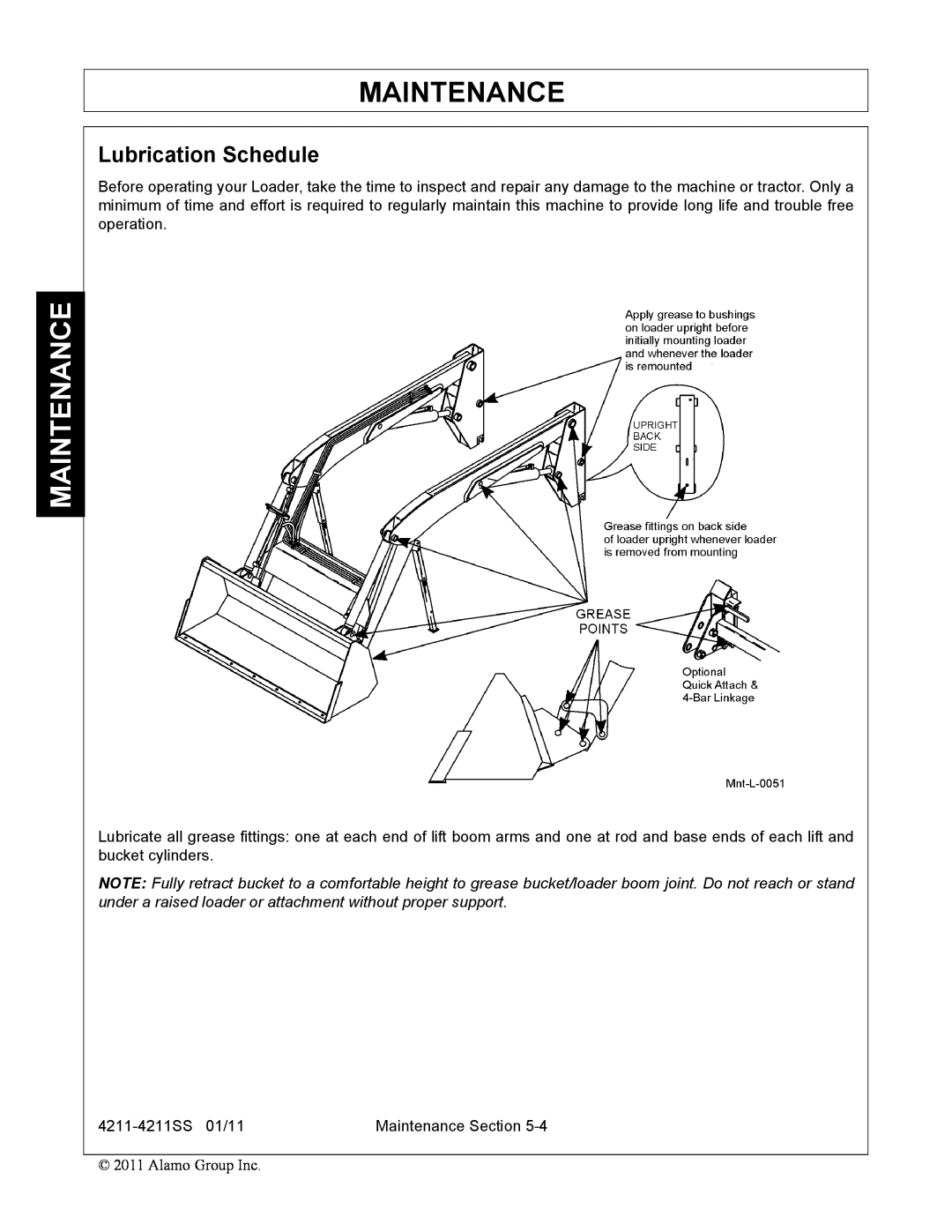 Servis-Rhino 4211SS manual Maintenance, Lubrication Schedule 