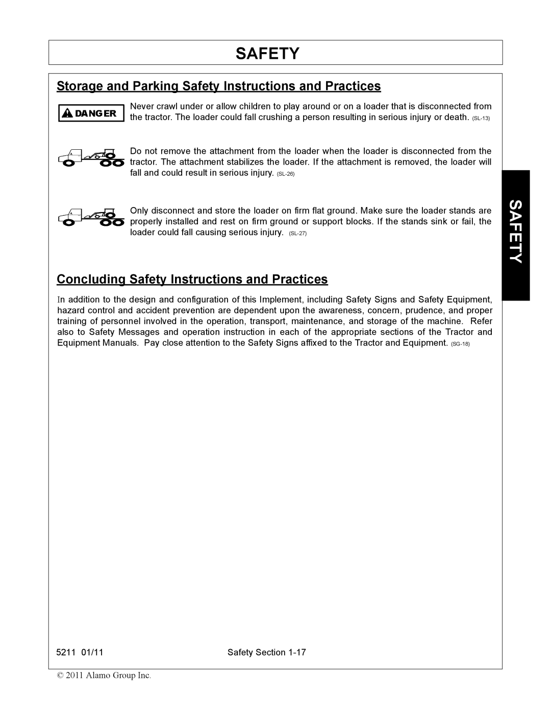 Servis-Rhino 5211 Storage and Parking Safety Instructions and Practices, Concluding Safety Instructions and Practices 