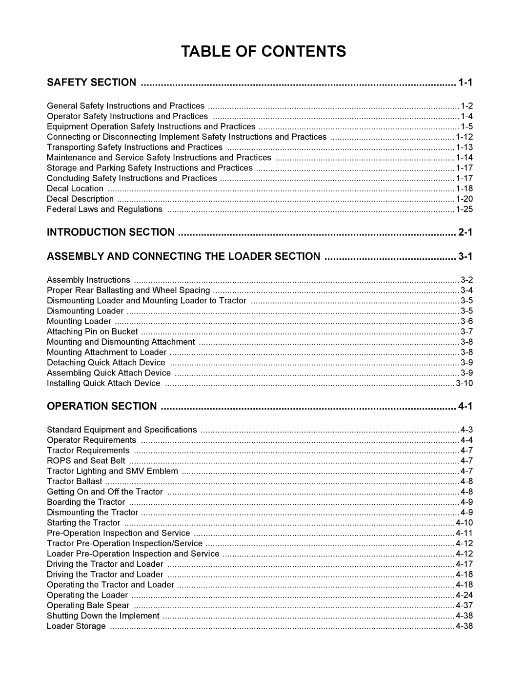 Servis-Rhino 5211 manual Table of Contents 